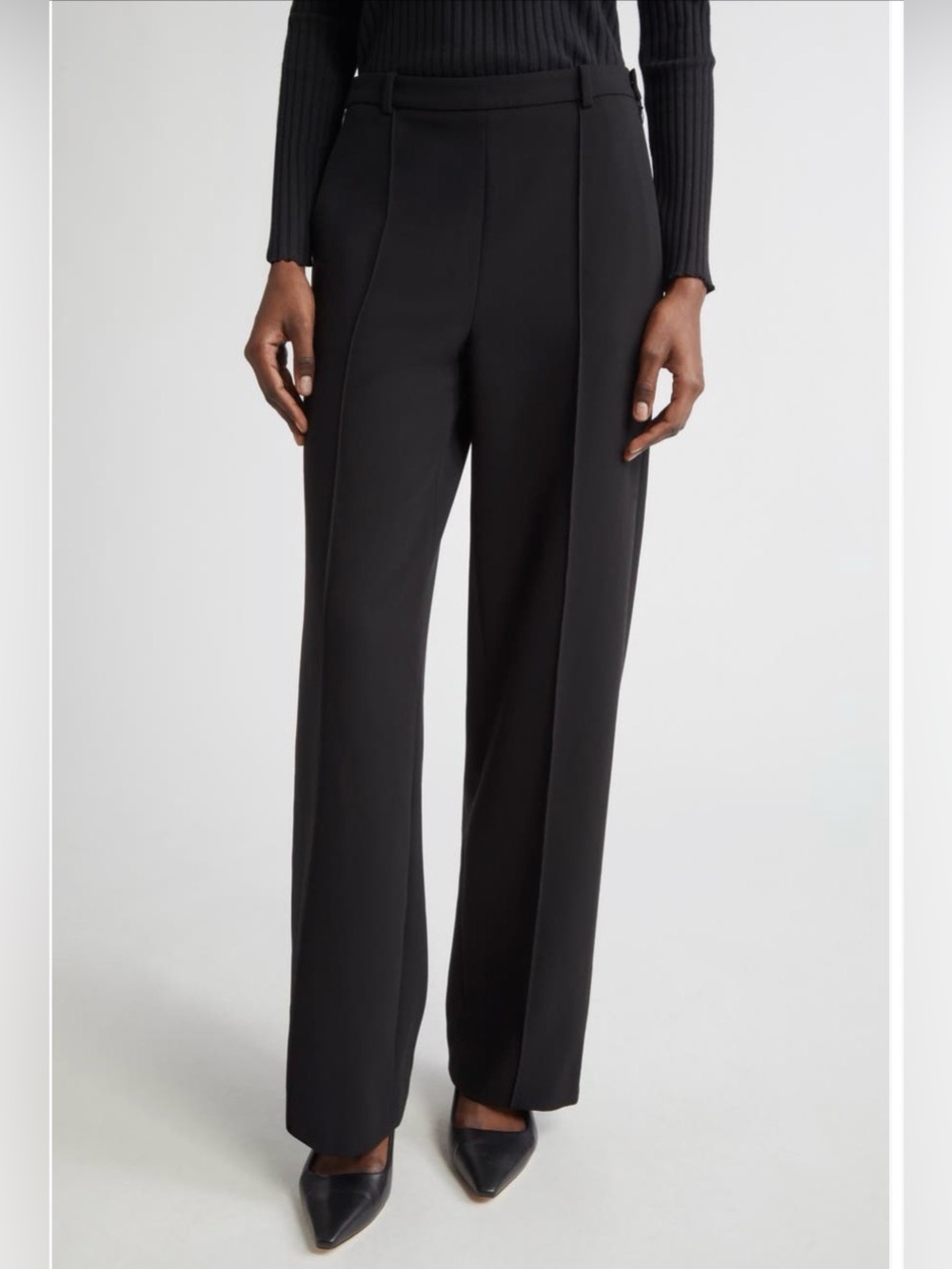 Vince Black High-Rise Wide-Leg Trousers. Size L